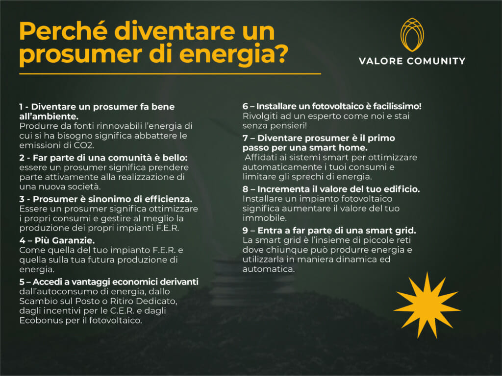 9 motivi per cui dovresti diventare prosumer di energia e far parte di una Comunità Energetica Rinnovabile